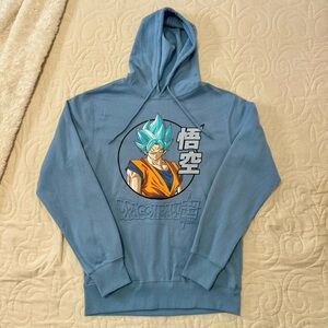 Dragon Ball  Z Super Goku Hoodie Sz Small Dusty-Blue Anime Pullover, Puffy Print